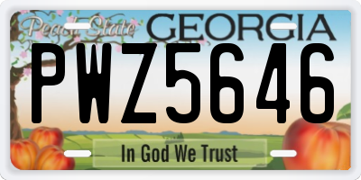 GA license plate PWZ5646