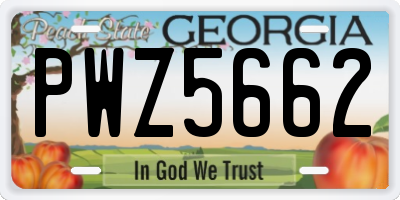 GA license plate PWZ5662