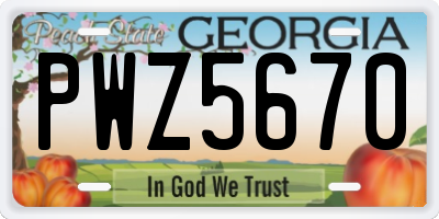 GA license plate PWZ5670