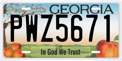 GA license plate PWZ5671