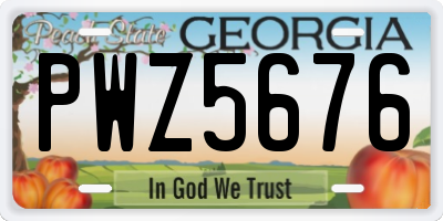 GA license plate PWZ5676