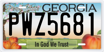 GA license plate PWZ5681