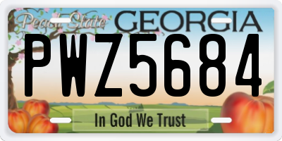 GA license plate PWZ5684