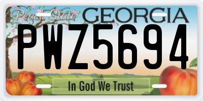 GA license plate PWZ5694