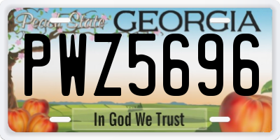 GA license plate PWZ5696