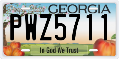 GA license plate PWZ5711