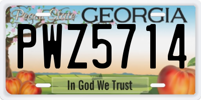 GA license plate PWZ5714