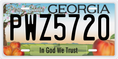 GA license plate PWZ5720