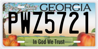 GA license plate PWZ5721