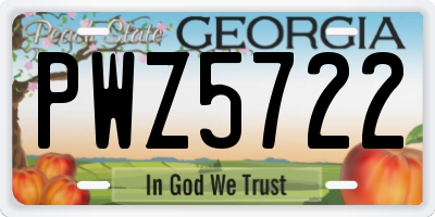 GA license plate PWZ5722
