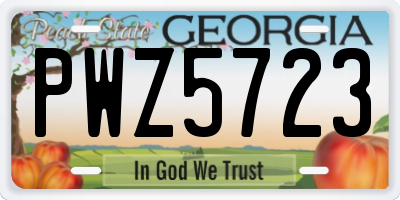 GA license plate PWZ5723