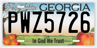 GA license plate PWZ5726