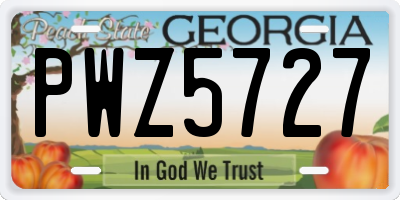 GA license plate PWZ5727