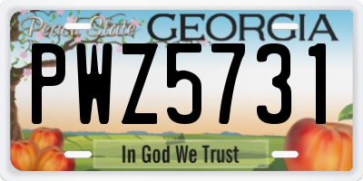 GA license plate PWZ5731