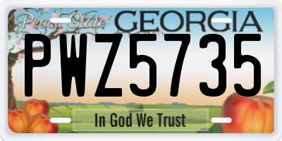 GA license plate PWZ5735