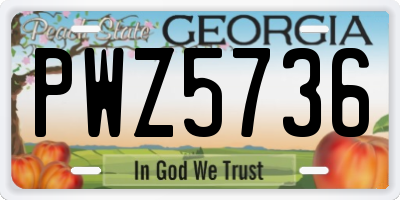 GA license plate PWZ5736