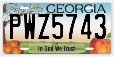 GA license plate PWZ5743