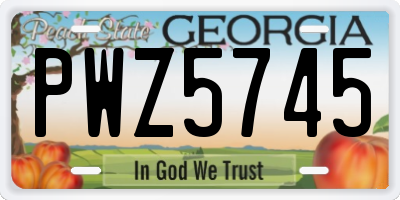 GA license plate PWZ5745