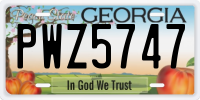 GA license plate PWZ5747