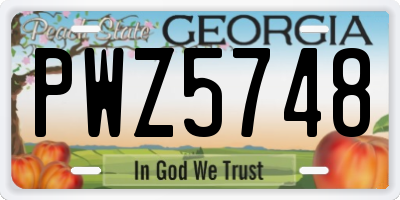 GA license plate PWZ5748