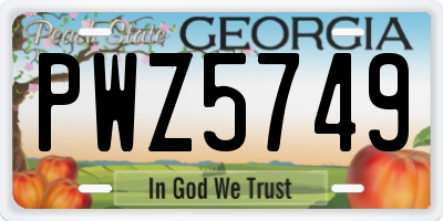 GA license plate PWZ5749