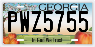 GA license plate PWZ5755