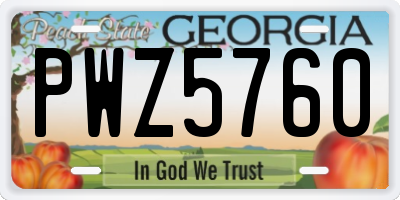 GA license plate PWZ5760