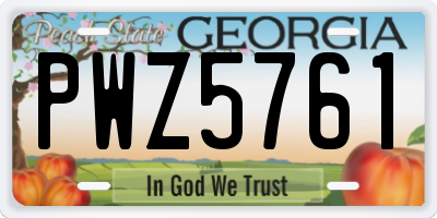 GA license plate PWZ5761