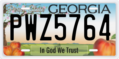 GA license plate PWZ5764
