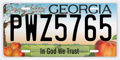 GA license plate PWZ5765