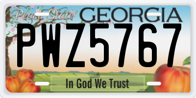 GA license plate PWZ5767