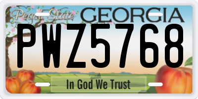 GA license plate PWZ5768