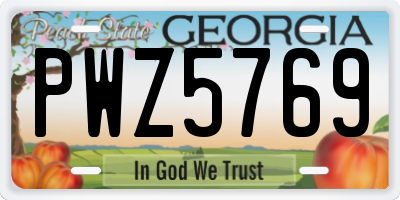 GA license plate PWZ5769