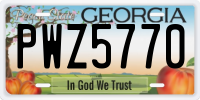 GA license plate PWZ5770
