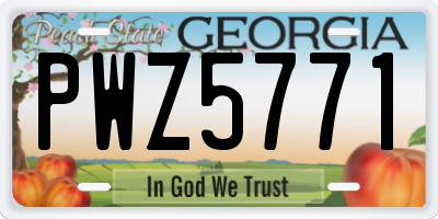 GA license plate PWZ5771