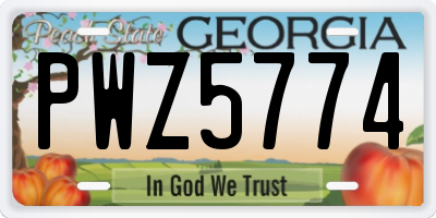 GA license plate PWZ5774