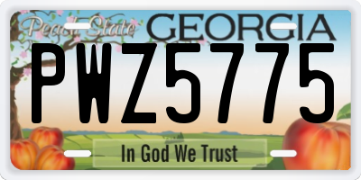 GA license plate PWZ5775