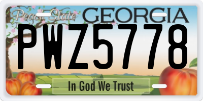 GA license plate PWZ5778