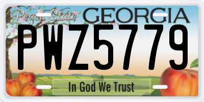 GA license plate PWZ5779