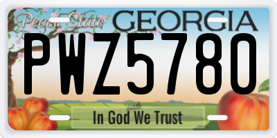 GA license plate PWZ5780