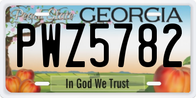 GA license plate PWZ5782