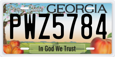 GA license plate PWZ5784