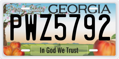 GA license plate PWZ5792