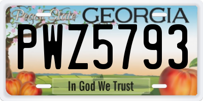 GA license plate PWZ5793