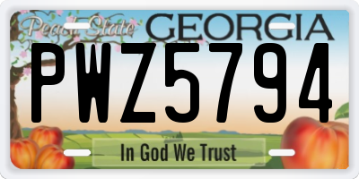 GA license plate PWZ5794