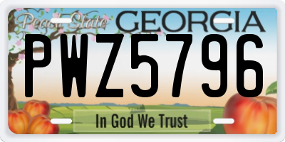 GA license plate PWZ5796