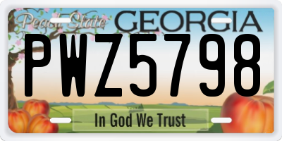 GA license plate PWZ5798