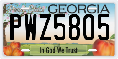 GA license plate PWZ5805