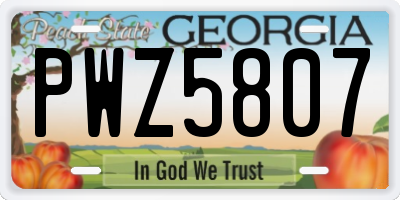 GA license plate PWZ5807