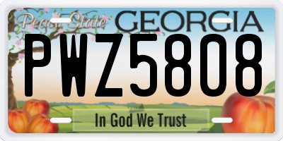 GA license plate PWZ5808